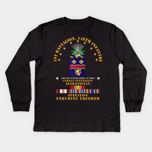 1st Bn 148th Infantry - Cbt Opns - OEF w AFGHAN SVC Kids Long Sleeve T-Shirt